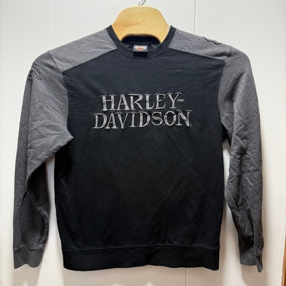 Harley-Davidson Mens Crewneck Sweatshirt Black Gray Willie G Skull Logo Medium